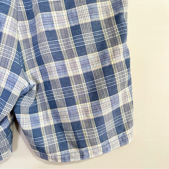 Vintage Tommy Bahama Blue Plaid Flat Front Shorts 75% Linen 25% Silk - Picture 14 of 15